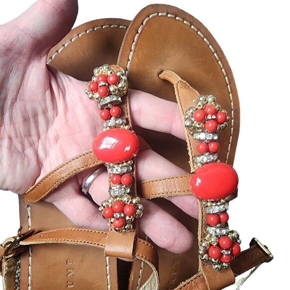 Ivanka Trump Genuine Leather Coral Sparkly Embellished Sandals 9M - Picture 12 of 15